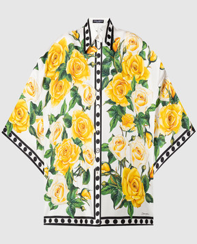 Dolce&Gabbana Белая блузка из шелка в цветочный принт. F5Q42TGDA9C