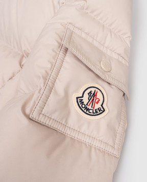 Moncler ENFANT Бежевий пуховик з нашивкою логотипа K29541C00012597YW1214