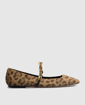 Jimmy Choo Бежевые кожаные балетки Diamond Tilda Flat в анималистичный принт. DIAMONDTILDAFLATLO