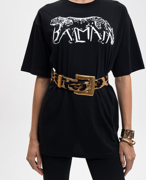 Balmain Шкіряний ремінь Anthem в анімалістичний принт FN1WJ192LLPD