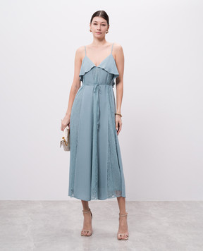 Twinset Блакитна сукня міді з мереживом 251TP2412