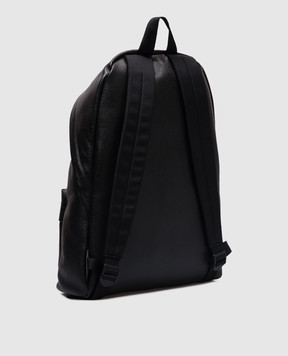Balenciaga Чорний шкіряний рюкзак Explorer з принтом емблеми логотипа 5032212ABND