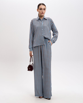 Ermanno Scervino Блакитна блуза із шовку в геометричний принт D462K351QBK