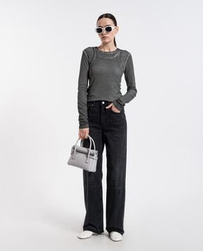 Helmut Lang Серый лонгслив с вышивкой монограммы логотипа. O10HW505