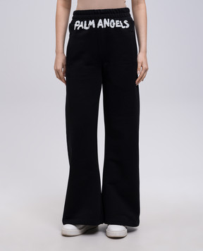 Palm Angels Черные спортивные брюки с принтом логотипа PWCH025S25FLE002