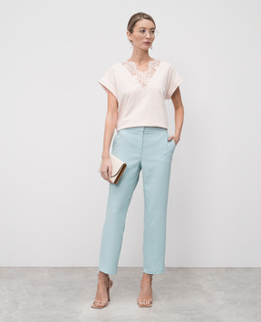 Twinset Бежева футболка з мереживом 251TP2292