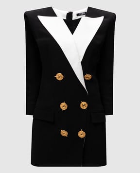 Balmain Чорна сукня-жакет з контрастними вставками EF1R9239MB01
