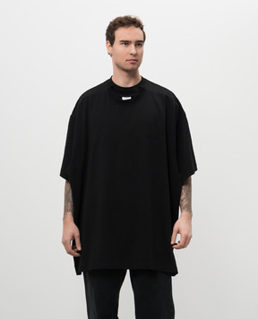 Vetements Черная футболка двойной конструкции с логотипом UA66TR635B