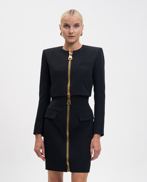 Balmain Чорний укорочений жакет з вовни FF0SD228WC09