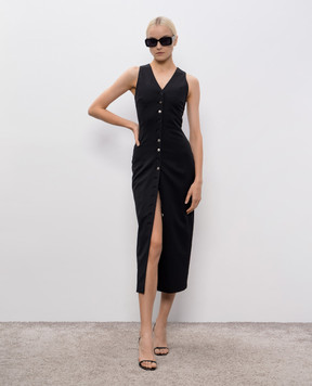 Vetements Чорна сукня міді з вовни WH76TD400B