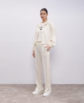 Twinset Бежева футболка з вишивкою логотипа з паєтками 251LL2SDD