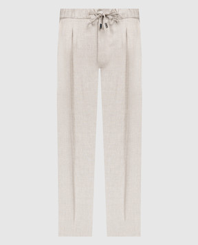 Enrico Mandelli Бежевые брюки из льна, шерсти и шелка GYM02B5334