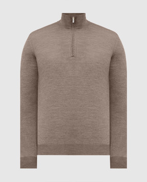 Bertolo Cashmere Коричневий джемпер з вовни і шовку 901615000048