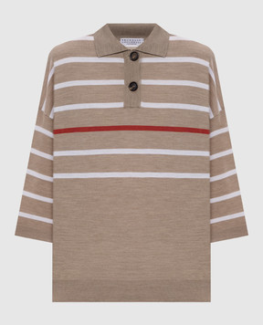 Brunello Cucinelli Бежевое поло из шерсти и кашемира M14808305