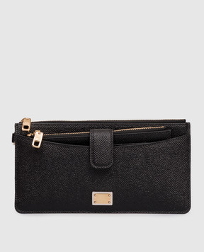 Dolce&Gabbana Чорний шкіряний гаманець з гравіюванням логотипа BI3335A1001