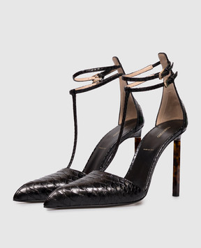 Tom Ford Черные кожаные туфли с тиснением под кожу рептилии W3763LCL516P