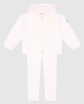 Moncler ENFANT Дитячий рожевий спортивний костюм із спортивної кофти та штанів з логотипом 8M00005899AR