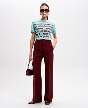 Christian Dior Блакитна футболка з льоном з принтом напису 123T03LM452
