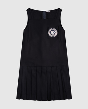 Dolce&Gabbana Дитяча синя сукня з вовни з логотипом L54DH0FU28G