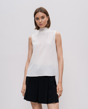 Max Mara Бежевий топ LIRA із шовку з коміром-аскот LIRA