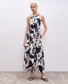 Brunello Cucinelli Бежевое платье в цветочный принт ML942A5168