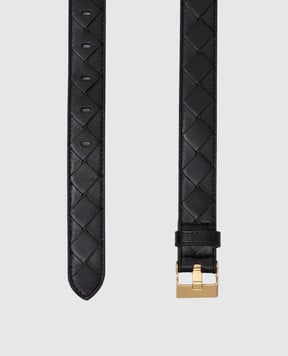 Bottega Veneta Чорний шкіряний ремінь з плетінням Intrecciatio 799048VCPP5