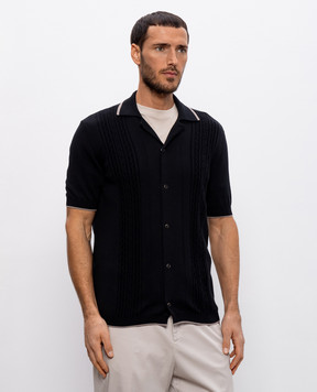 Brunello Cucinelli Черная рубашка с геометрическим узором M29203415
