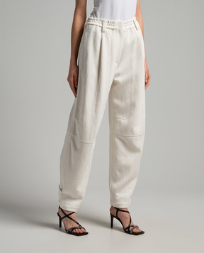 Brunello Cucinelli Білі штани з льоном MH571P8528