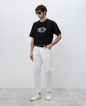 Givenchy Черная футболка с контрастной вышивкой логотипа BM71MG3YPK