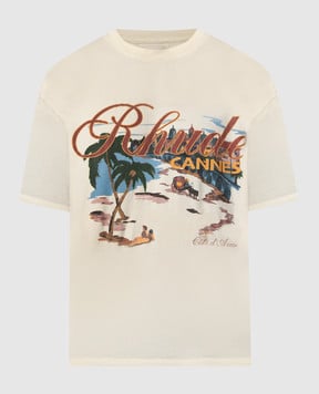 Rhude Бежевая футболка Cannes Beach RHSS24TT02012611