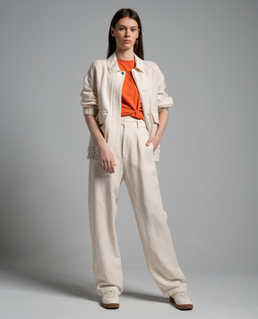 Woolrich Бежева куртка з льоном CFWWOU0978FRUT3043