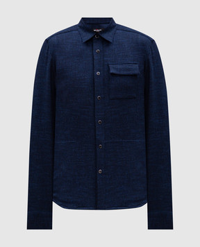 Kiton Синяя рубашка с шерстью и шелком UMCBUBAK0170E
