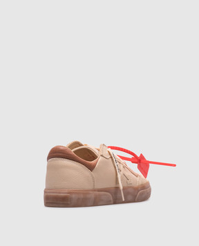 Off-White Бежеві шкіряні кросівки Vulcanized з вінтажним ефектом OMIA293S25LEA002