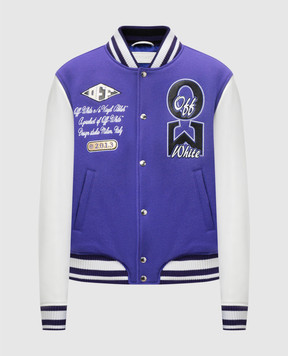 Off-White Фиолетовый комбинированный бомбер с логотипом OMJA122S25LEA001