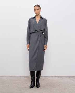 Brunello Cucinelli Серое платье на запах ME226A5395