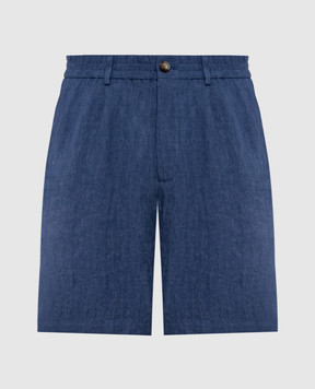 Brunello Cucinelli Синие шорты из льна MH248U0065