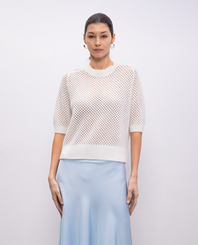 Allude Белый ажурный топ из шерсти и кашемира 25217652
