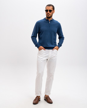 Cashmere&Whiskey Синее поло из шерсти мериноса 94394Z