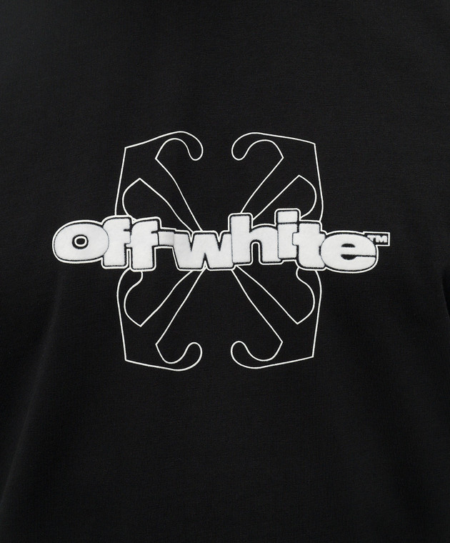 Off-White Черная футболка с фактурным логотипом OMAA027F24JER007 изображение 5
