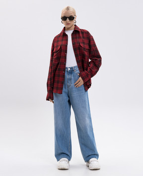 Vetements Червона сорочка з вовни в клітинку з вишивкою логотипа UH76SH900BRw