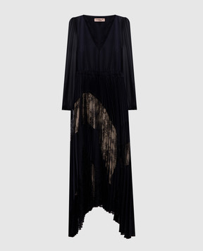 Twinset Чорна сукня міді з мереживом 251TP2780