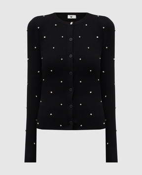 Twinset Чорний топ в рубчик з кристалами 252LI3DAA