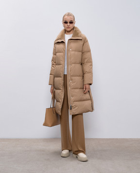 Be Florence Бежевий пуховик з хутром норки BE2454