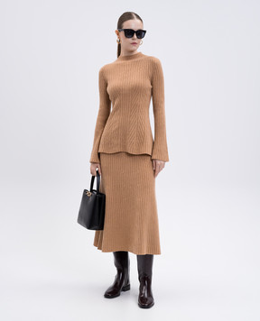 Twinset Коричнева спідниця міді з вовни і кашеміру 252TP3573