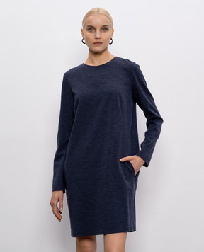 Brunello Cucinelli Синее платье миди из шерсти MR905A45D1