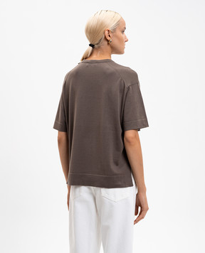 John Smedley Коричнева футболка DANBY з розрізами DANBY