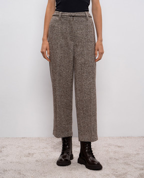 Brunello Cucinelli Коричневі штани з вовни і шовку MG531P9052