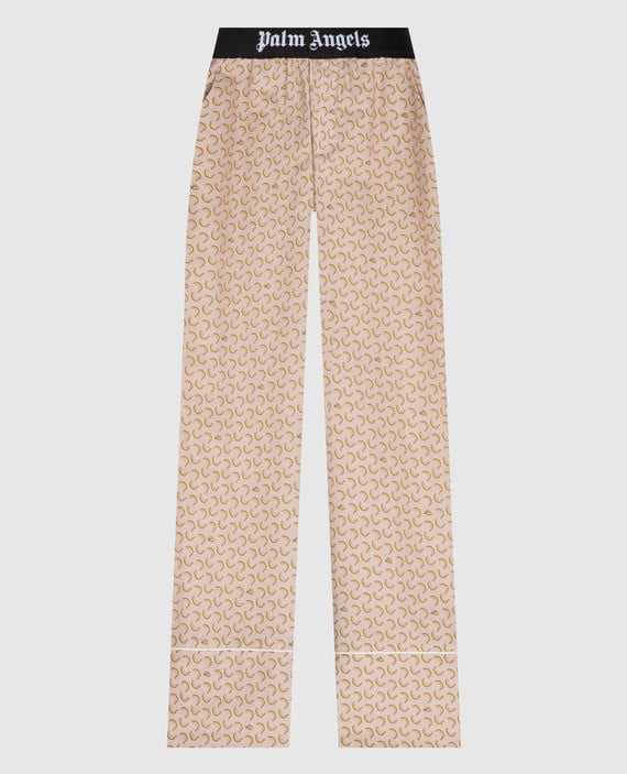 Pink sports pants with linen in Banana print