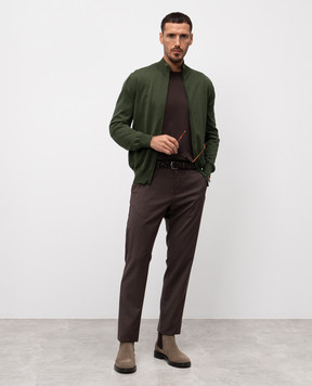 Canali Зеленый кардиган на молнии MK00145C0022
