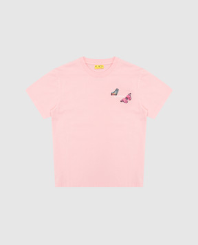 Off-White Дитяча рожева футболка Butterfly OGAA001S25JER008